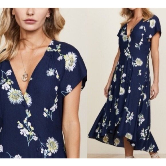 Free People Dress Blue Yellow Green M Medium 6 8 10 NWT Washable Hi Low NEW - Picture 15 of 15